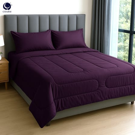 ชุดผ้าปูที่นอน 5 ฟุต 6 ชิ้น CHARM สี ROYAL PURPLE คอลเลคชั่น CLASSIC_0